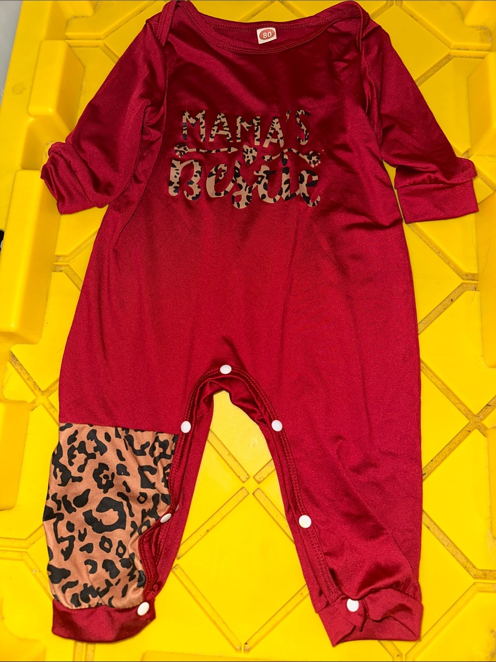 Mama's Bestie Maroon Baby One-Piece Romper